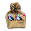 yellow wool puffin bobble hat