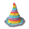 pointed rainbow wizard style festival hat