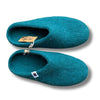 teal green wool felt mule slippers