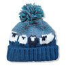 teal & grey sheep design hand knit hat