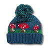 teal knitted wool mushroom bobble hat