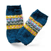 teal wool knitted wrist warmers