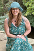 green floral block print dress