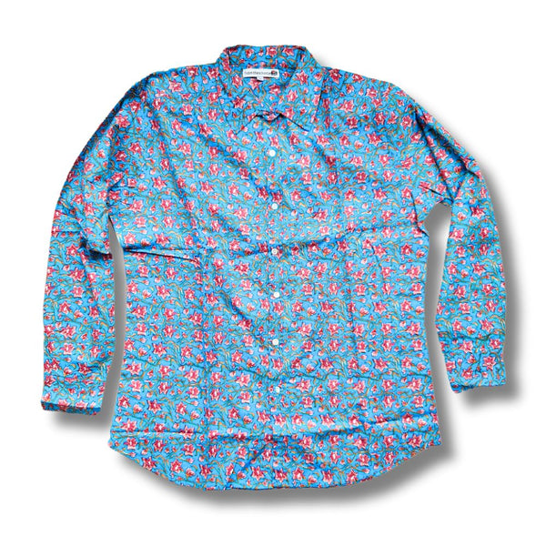 floral block print cotton men's shirt