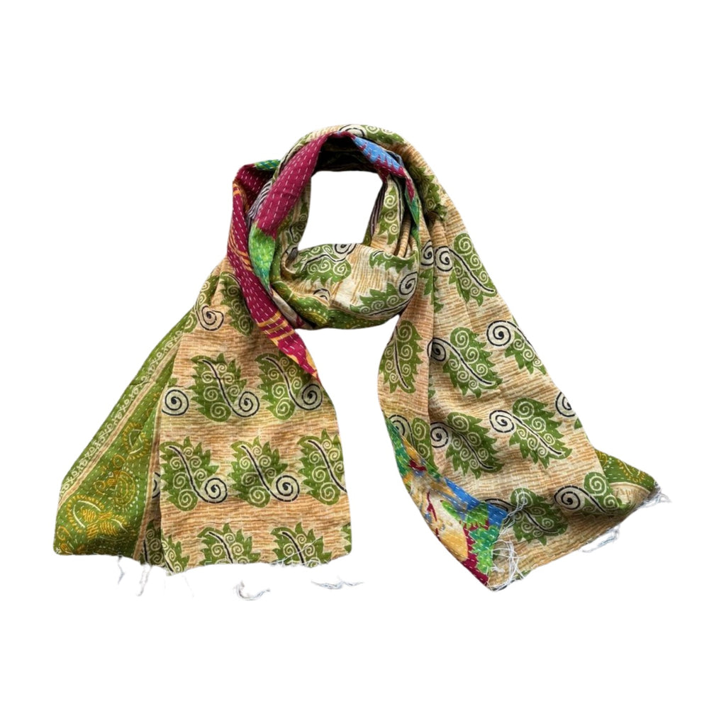 unique vintage Indian cotton kantha scarf