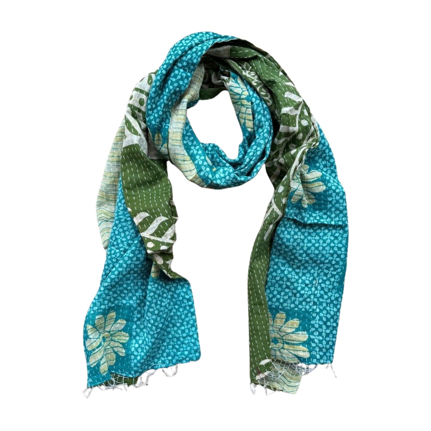 Écharpe Kantha En Soie Recyclée Fait Main – Multicolore – Bohème, Unisexe