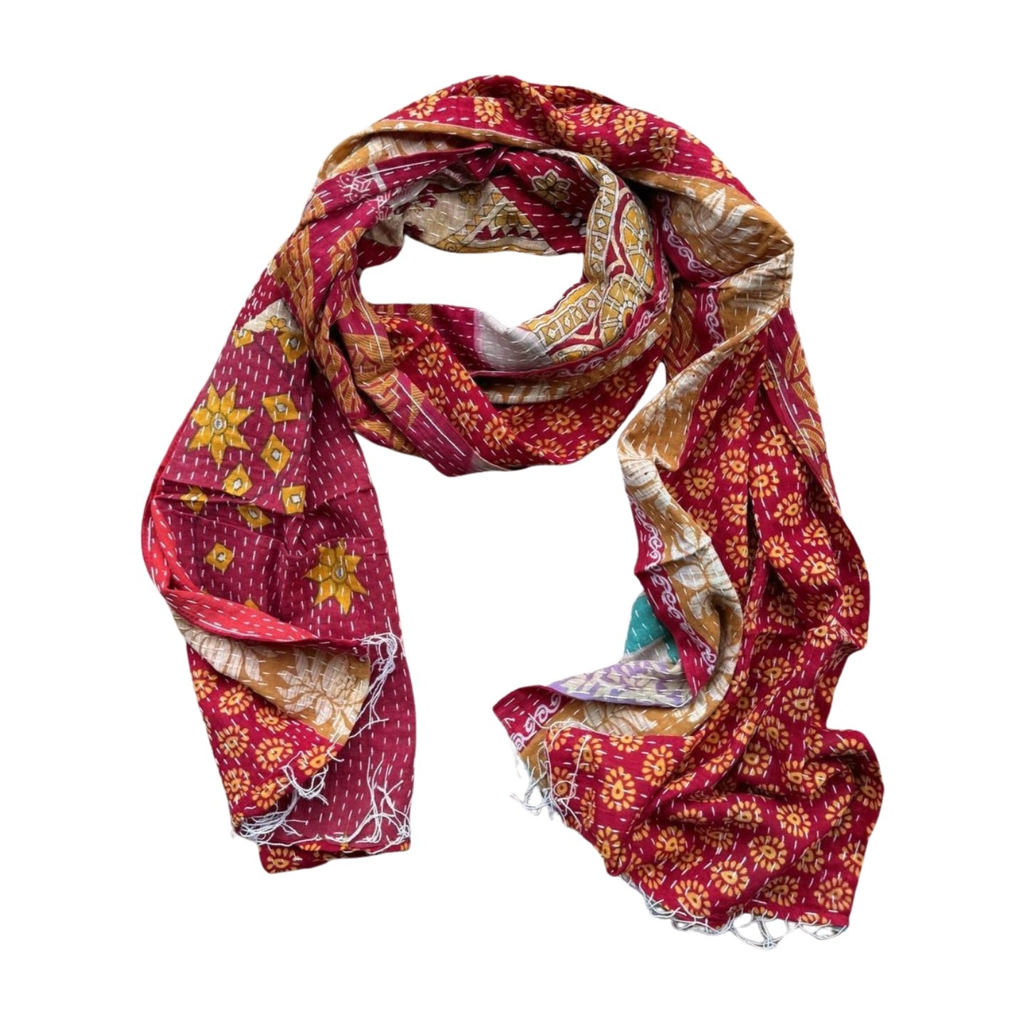 Vintage Kantha Stitch Indian Cotton Scarf – From The Source