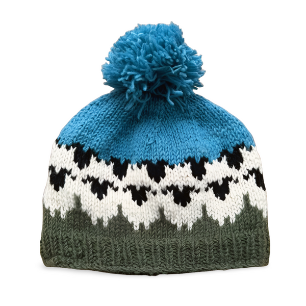 sky blue flock of sheep wool bobble hat