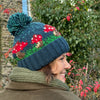 teal knitted wool mushroom bobble hat