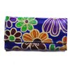 fair trade leather flower purse in cobalt blue