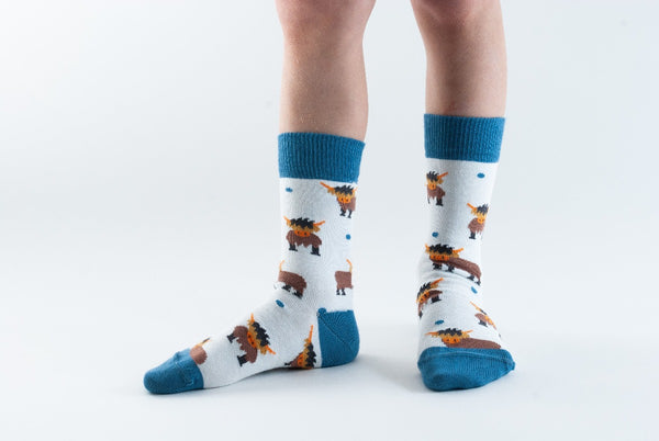 Children's White Highland Cow Bamboo Socks