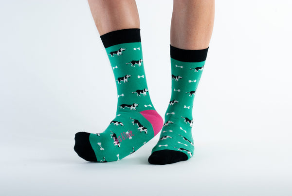 Women's Green Dogs Bamboo Socks