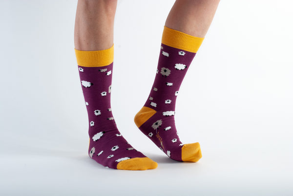 Women's Magenta Sheep Bamboo Socks