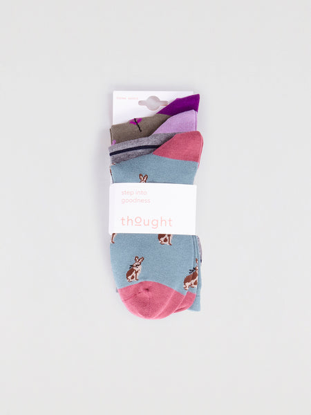 kiara bamboo bunny pack of socks - multi