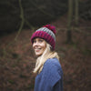 chunky knitted contrast brim bobble hat
