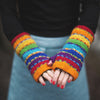 rainbow stripe wool hand warmers