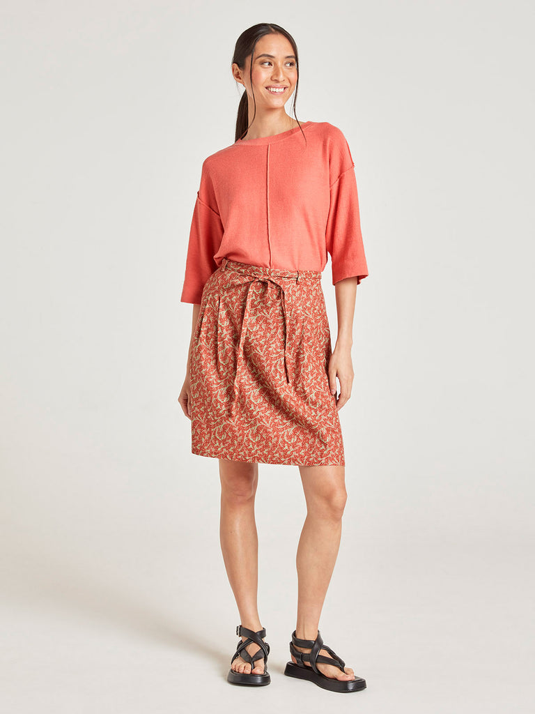 zenobia hemp short skirt - dark clay orange