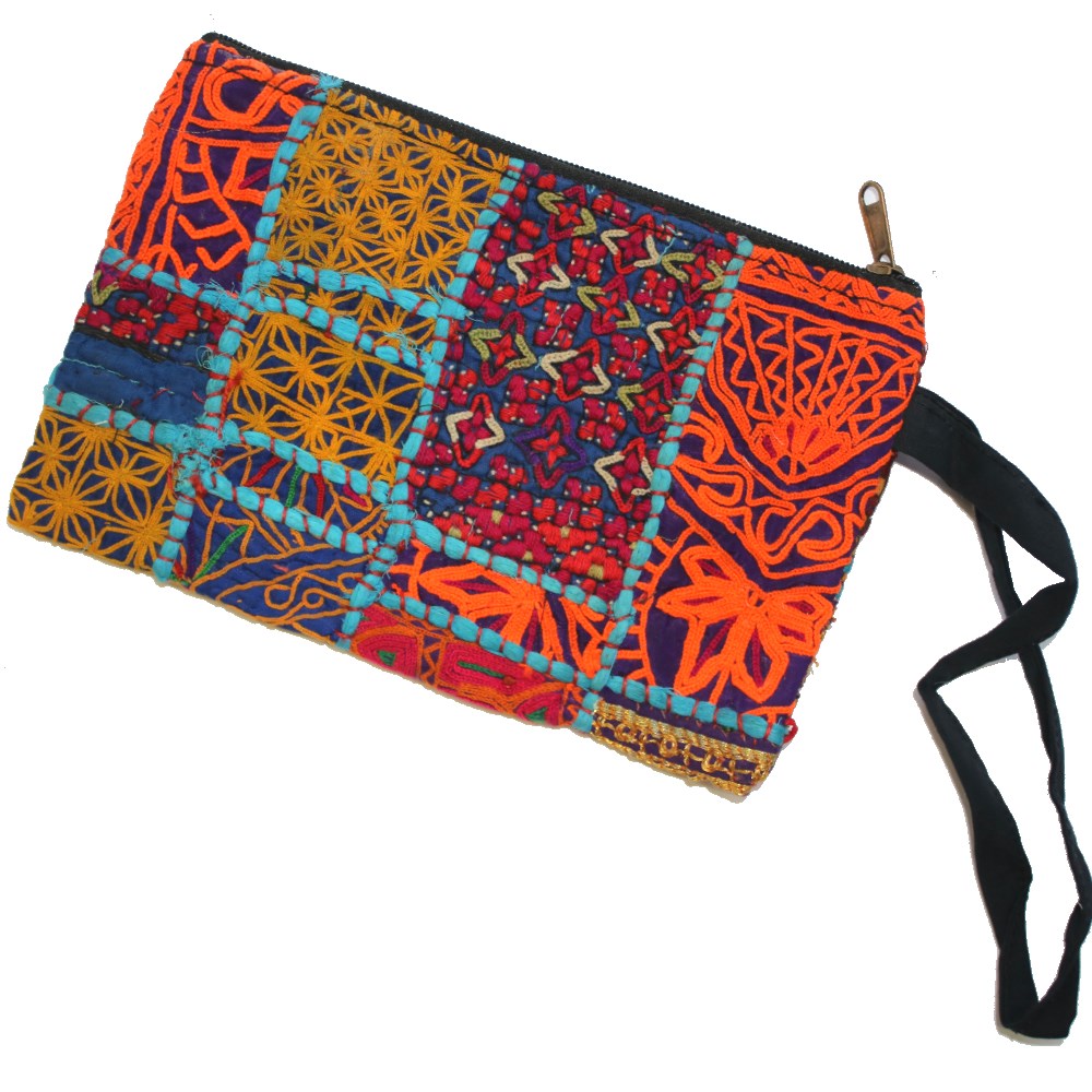 vintage Indian fabric zip clutch fair trade acccessories From The Source