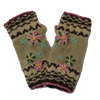 Flower Embroidered Knitted Wool Wrist Warmers