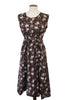 brown floral cotton dress