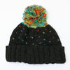 black multi colour fleck wool bobble hat