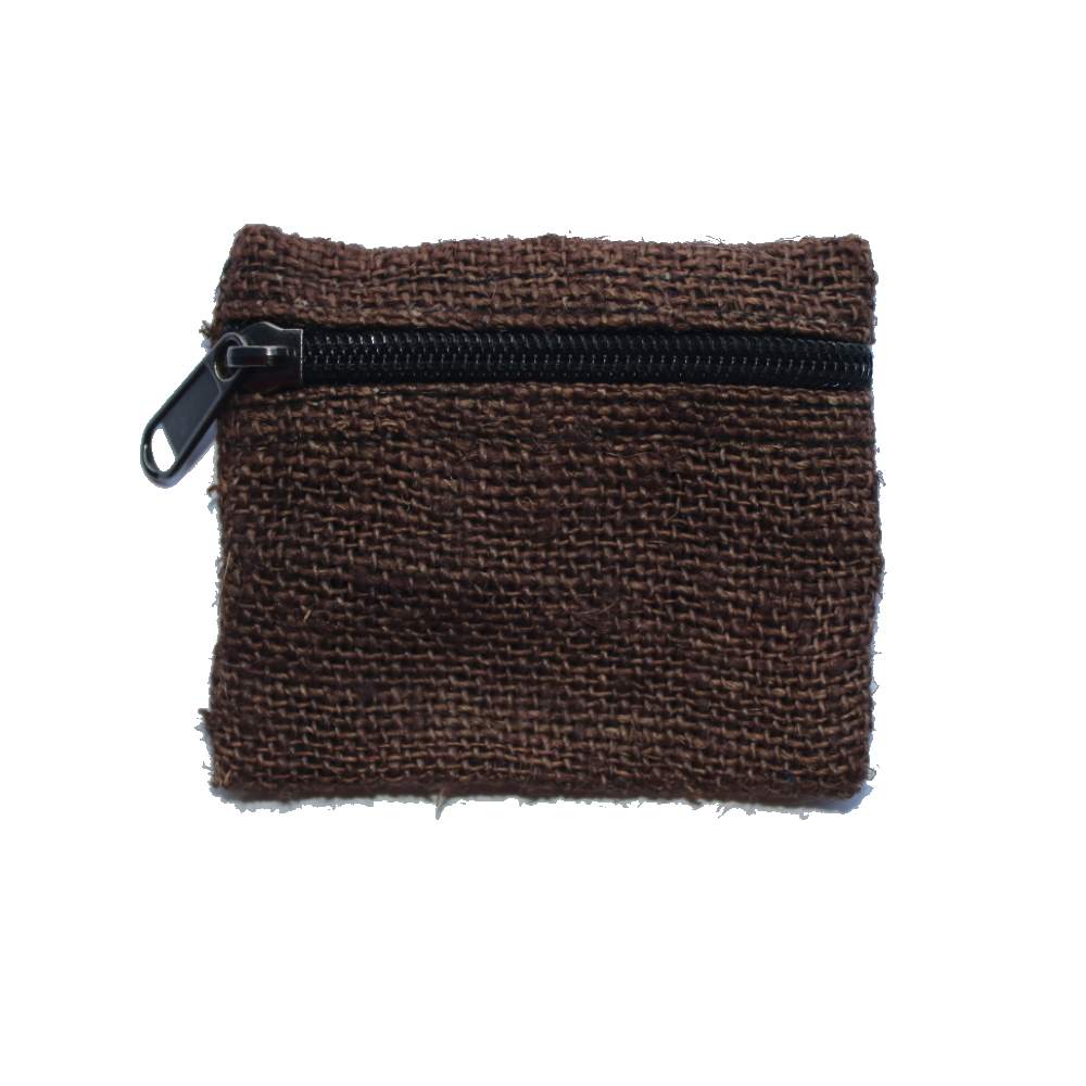 brown hemp coin purse