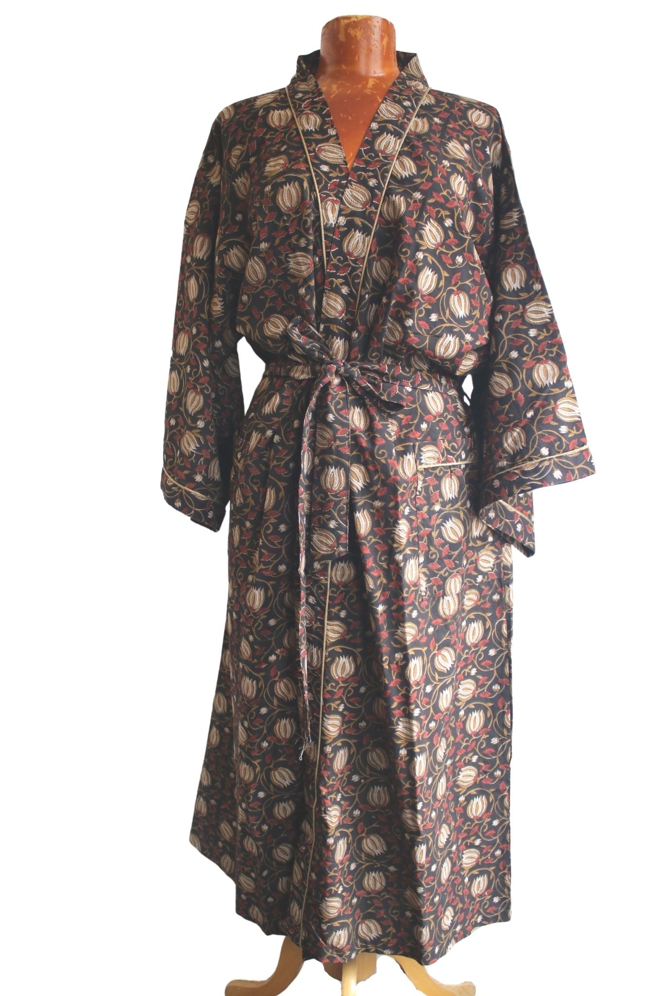 Block Print Cotton Kimono Dressing Gown – From The Source