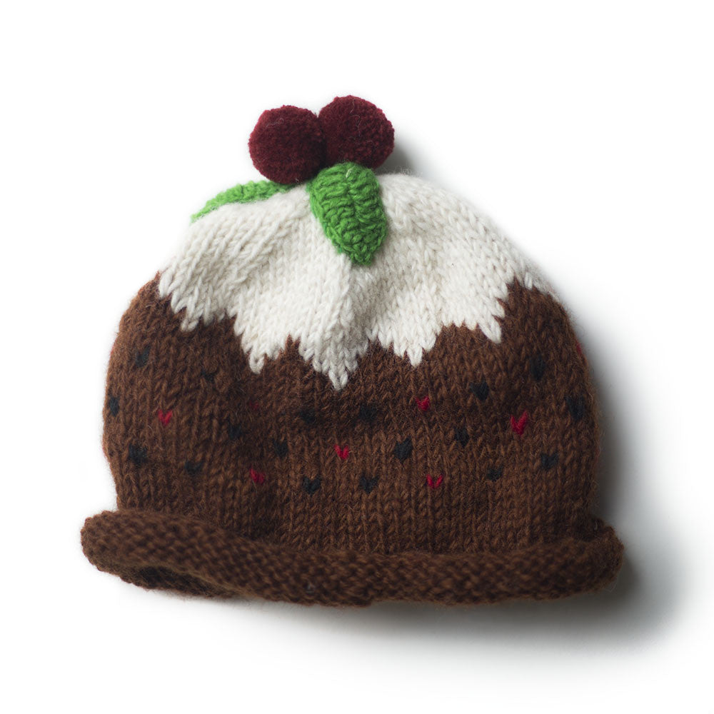 christmas festive figgy pudding wool hat