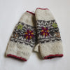 cream embroidered wool wrist warmers