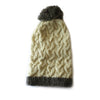slouchy cable knit wool bobble hat in cream colours