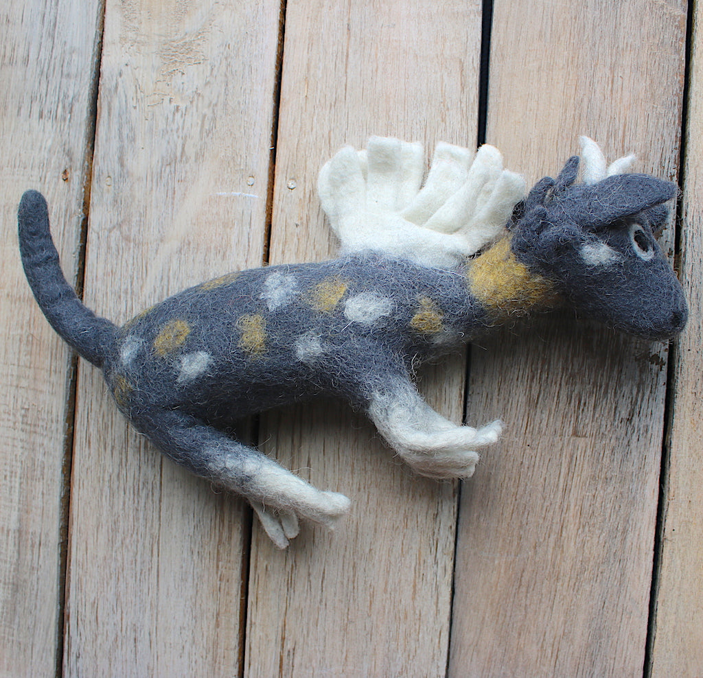 dragon felt animal handmade in nepal side view