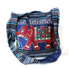 fair trade blue elephant embroidered bag sourced from india