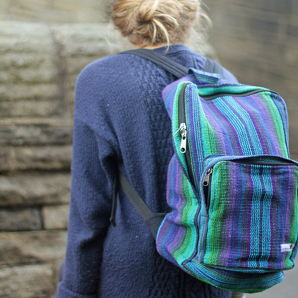 Fair Trade Square Cotton Rucksack With Zip Closure From The Source