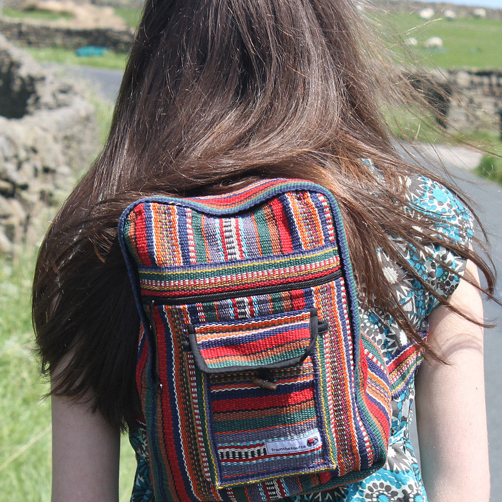 Thin Rucksacks Colourful Small Fair Trade Cotton Rucksack From Nepal – From The Source