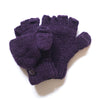 fingerless gloves with mitten flap in plain plum colour 