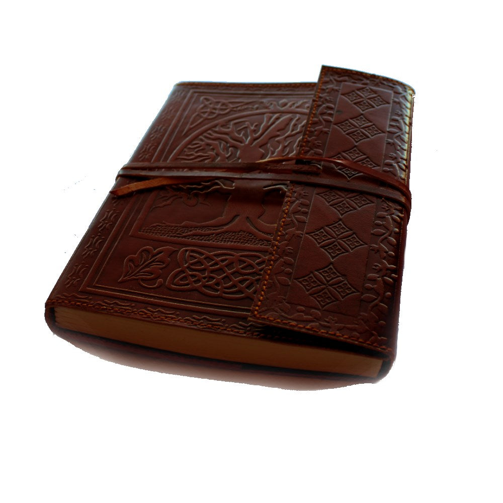 Tree of Life embossed Leather Journal With Tie | Fair Trade Journals ...