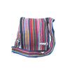 fair trade orange multi colourful striped gehri cotton four pocket shoulder bag from Nepal