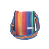 fair trade rainbow colourful striped gehri cotton four pocket shoulder bag from Nepal