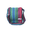 fair trade red turquoise colourful striped gehri cotton four pocket shoulder bag from Nepal