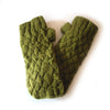 green plait knit wool wrist warmers 