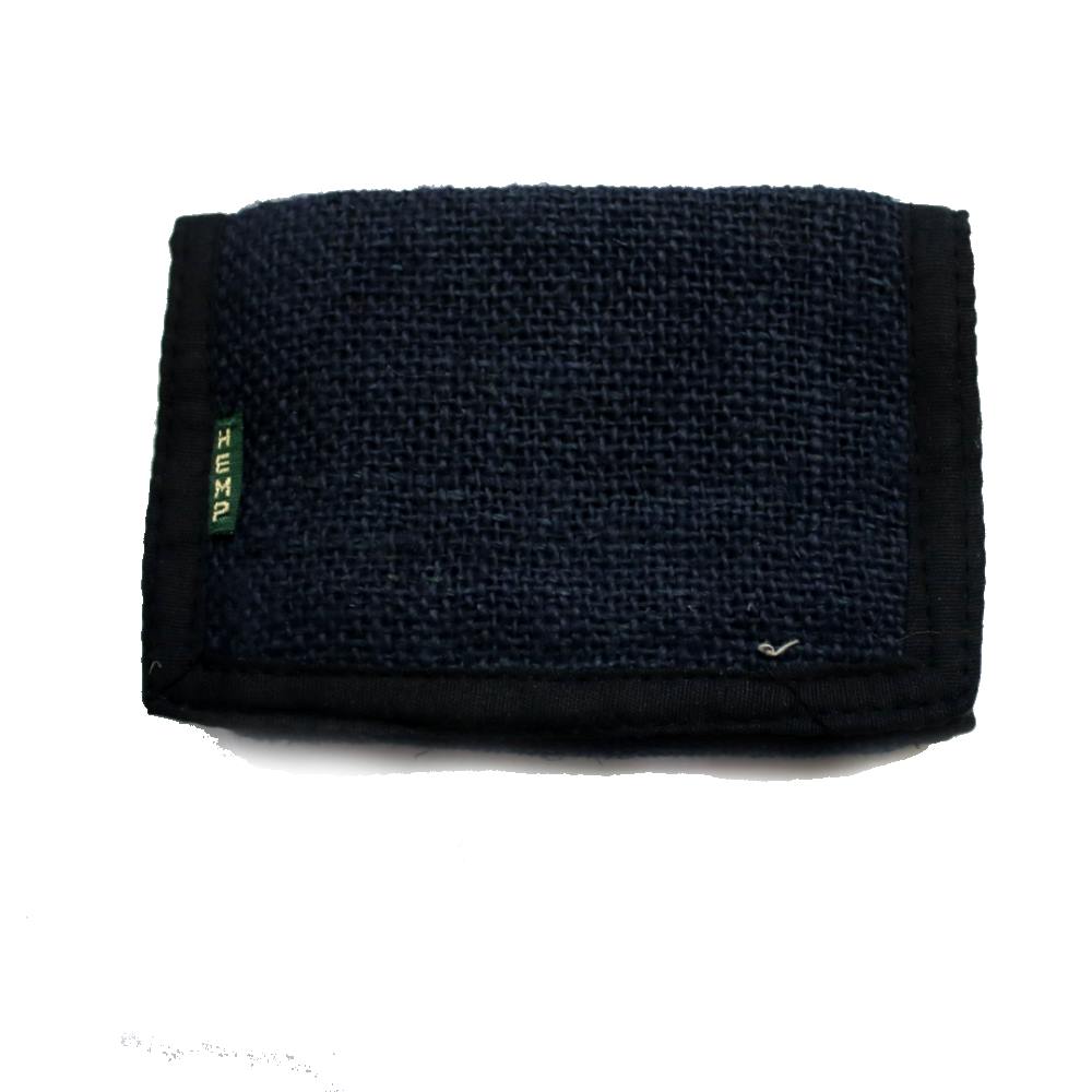 navy hemp tri-fold wallet