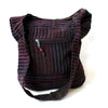 purple dark woven cotton shoulder sling bag