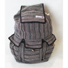 fair trade black stripe striped gehri cotton large hippy rucksack with pockets from Nepal