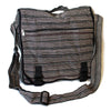 large fair trade expanding satchel bag in black stripe
