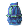 fair trade green purple colourful striped gehri cotton large hippy rucksack with pockets from Nepal
