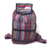 fair trade orange multi colourful striped gehri cotton mini rucksack from Nepal