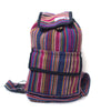 fair trade pink multi colourful striped gehri cotton mini rucksack from Nepal