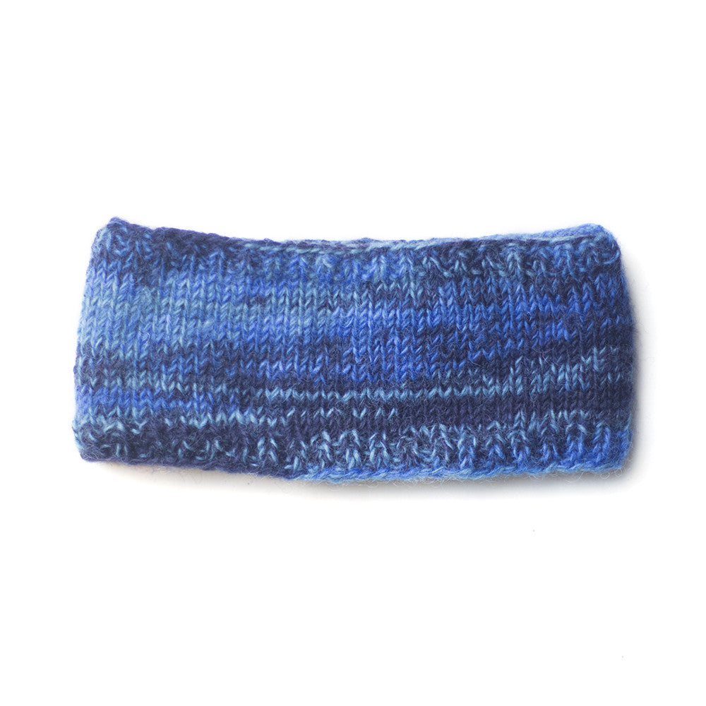 mix knit wool headband blue