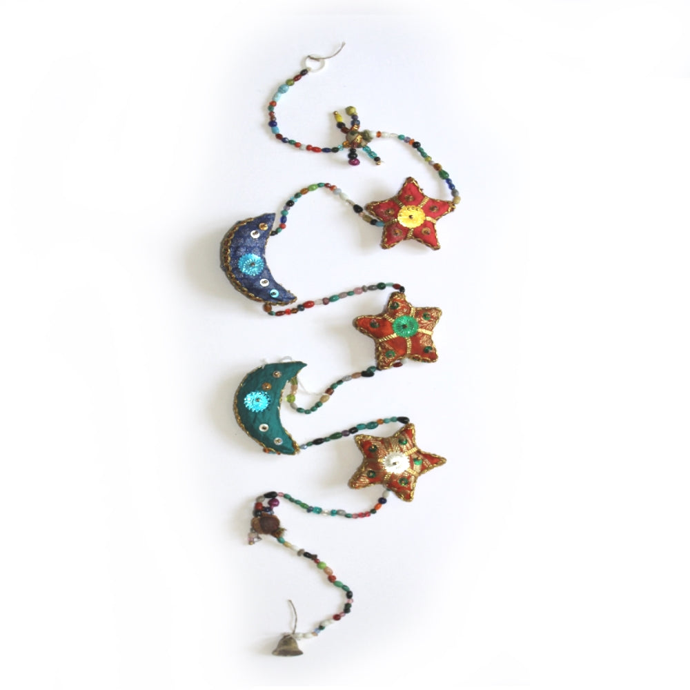 moon and stars tota bell indian hanging decoration
