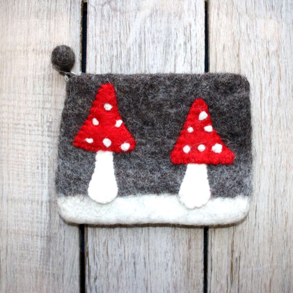 Mushroom felt purse